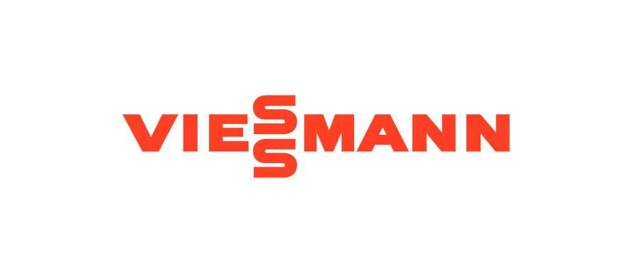 Viessmann logo in red on a black background.
